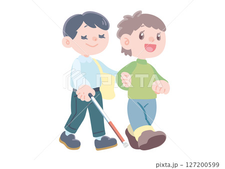 視覚障がい者と介助者 127200599