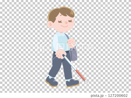 白杖を使っている可愛い人物イラスト 127200602