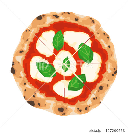 8等分に切れ目が入ったマルゲリータピザのイラスト 8等分に切れ目が入ったマルゲリータピザのイラスト 127200638