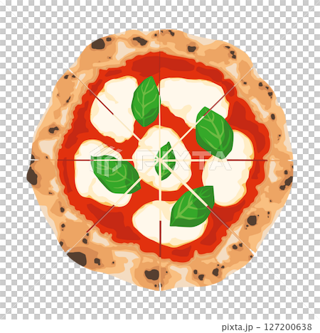 8等分に切れ目が入ったマルゲリータピザのイラスト 8等分に切れ目が入ったマルゲリータピザのイラスト 127200638
