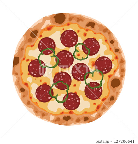 焼いたミックスピザのイラスト 127200641