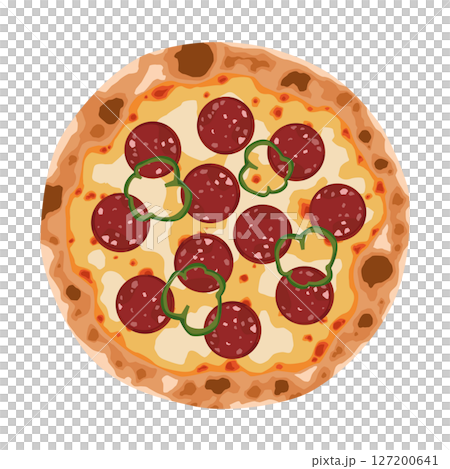 焼いたミックスピザのイラスト 127200641