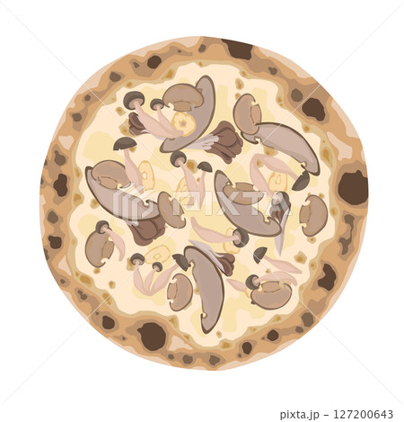 焼いたキノコのピザのイラスト 焼いたキノコのピザのイラスト 127200643