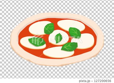 瑪格麗特披薩烘烤前的插圖 127200656