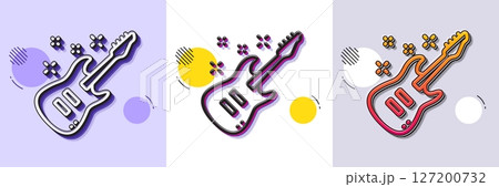Electric guitar line icon. Halftone dotted pattern. Gradient icon with grain shadow. Music sign. Musical instrument symbol. Line electric Guitar icon. Various designs. Vector Electric guitar line icon. Halftone dotted pattern. Gradient icon with grain shadow. Music sign. Musical instrument symbol. Line electric Guitar icon. Various designs. Vector 127200732
