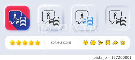 Information line icon. Neumorphic, Flat shadow, 3d buttons. Info speech bubble sign. Money inform symbol. Line info icon. Social media icons. Vector Information line icon. Neumorphic, Flat shadow, 3d buttons. Info speech bubble sign. Money inform symbol. Line info icon. Social media icons. Vector 127200801