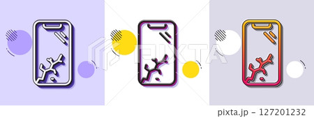 Smartphone broken line icon. Halftone dotted pattern. Gradient icon with grain shadow. Phone crash sign. Mobile device crack symbol. Line smartphone broken icon. Various designs. Vector Smartphone broken line icon. Halftone dotted pattern. Gradient icon with grain shadow. Phone crash sign. Mobile device crack symbol. Line smartphone broken icon. Various designs. Vector 127201232