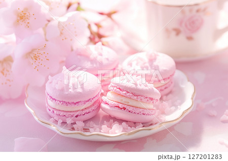 桜色の4つのマカロン 127201283