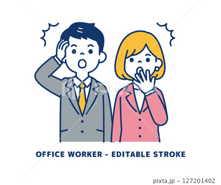 うっかりしていて驚く、ビジネスマンのベクターイラスト素材＿男女セット 127201402