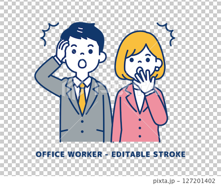 うっかりしていて驚く、ビジネスマンのベクターイラスト素材＿男女セット 127201402