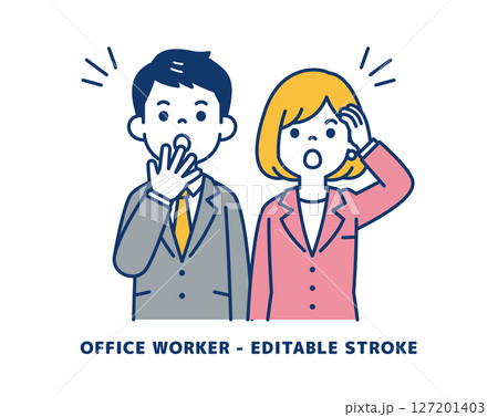 うっかりミスに気付く、ビジネスマンのベクターイラスト素材＿男女セット 127201403