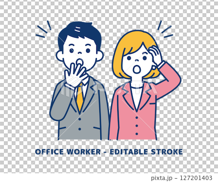 うっかりミスに気付く、ビジネスマンのベクターイラスト素材＿男女セット 127201403