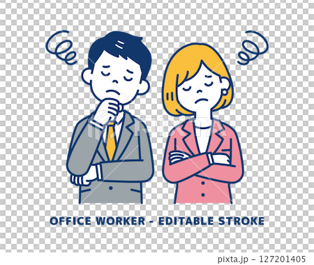 A young businessman groaning in thought, vector illustration material_Men and women set A young businessman groaning in thought, vector illustration material_Men and women set 127201405