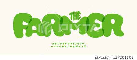 Chunky garden alphabet, plump rounded font, soft playful typeface for eco logo branding, natural headline style, farming cartoon typography, veggie market typographic design. Vector typeset Chunky garden alphabet, plump rounded font, soft playful typeface for eco logo branding, natural headline style, farming cartoon typography, veggie market typographic design. Vector typeset 127201502