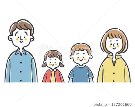 若い夫婦と子どものイラスト　上半身　ベクター 127201660