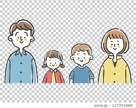 一對年輕夫婦和他們的孩子、上身、向量的插圖 一對年輕夫婦和他們的孩子、上身、向量的插圖 127201660