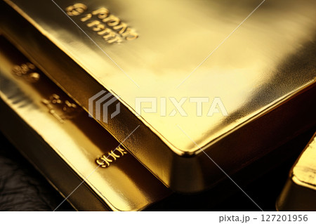 Gold bars. Golden bullions. Treasure and Finance concept. Ai Generative 127201956