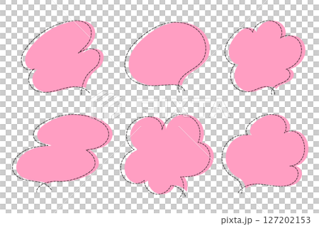 点線で作ったシンプルなかわいい吹き出しセット　ピンク 127202153