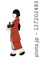 花魁（おいらん）を先導する禿（かむろ） 127202483