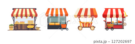 Food Cart Icons Vendor Graphics 127202697