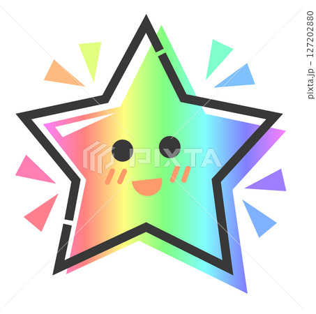 キラキラと輝く笑顔で可愛い顔の星キャラクター 127202880