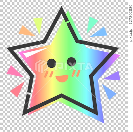 キラキラと輝く笑顔で可愛い顔の星キャラクター 127202880