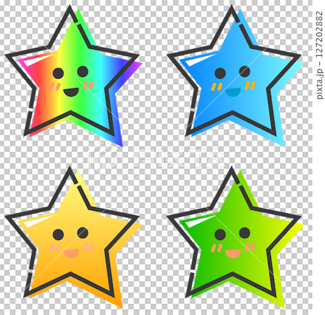 キラキラと輝く笑顔で可愛い顔の星キャラクター 127202882