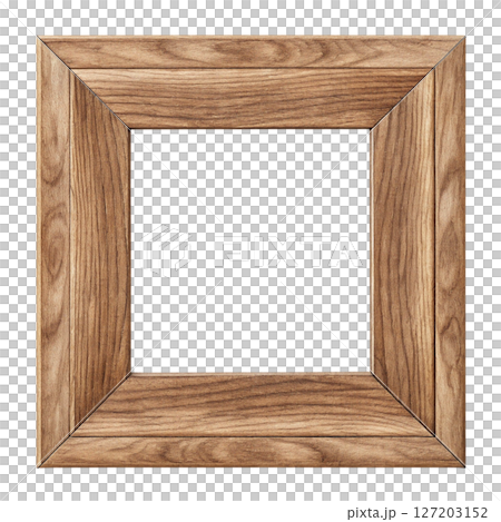 Wooden and flower pattern frame  white background 127203152