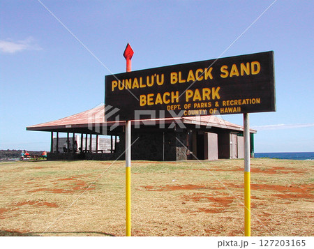 ハワイ島　プナルウ　ブラックサンドビーチパーク 127203165