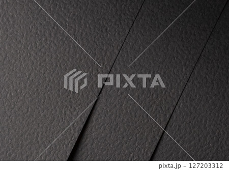 Black matte paper texture with a rough, grainy surface, featuring an organic, structured pattern. 127203312