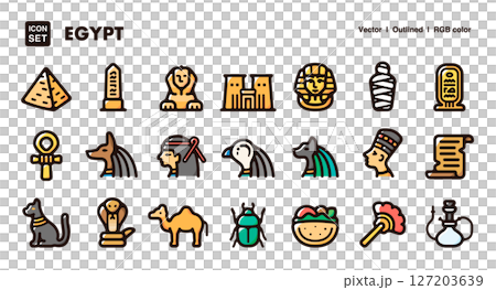 埃及圖示插圖集旅行和旅遊向量素材 埃及圖示插圖集旅行和旅遊向量素材 127203639