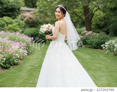 花々に囲まれたウェディングポートレート 127203740