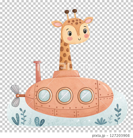 Cute animals and travel white background 127203908