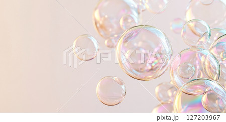 Soap bubbles floating on soft gradient background Soap bubbles floating on soft gradient background 127203967
