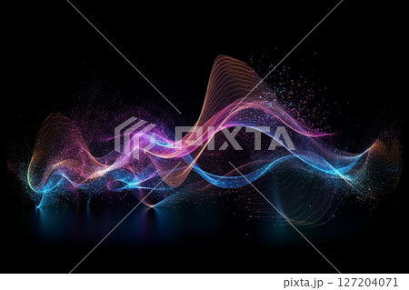 カラフルな波形状のデジタルアート 127204071