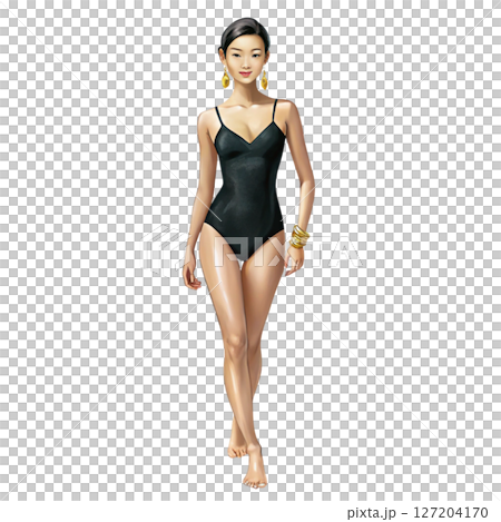 Beautiful Asian girl wearing a swimsuit white background Beautiful Asian girl wearing a swimsuit white background 127204170