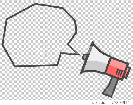 Illustration of a loudspeaker that loudly broadcasts advertisements and natural disaster warnings 127204914