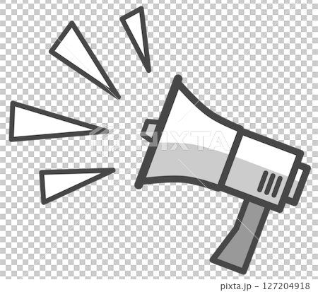 Illustration of a loudspeaker that loudly broadcasts advertisements and natural disaster warnings 127204918