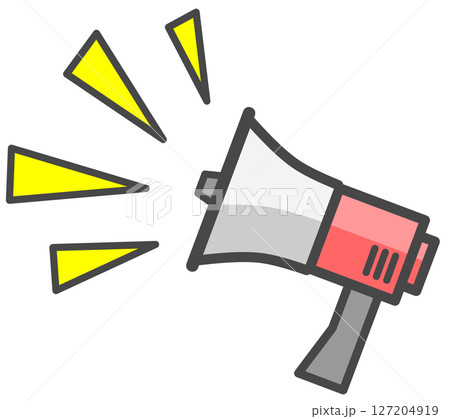 宣伝の放送や天災の警告を大声で伝える拡声器のイラスト 127204919