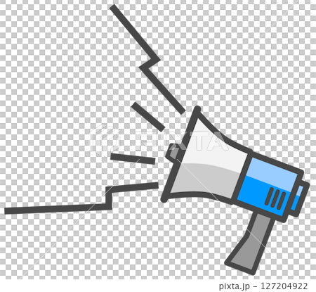 Illustration of a loudspeaker that loudly broadcasts advertisements and natural disaster warnings 127204922