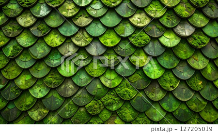 苔むした古城のドラゴンの鱗のテクスチャ 苔むした古城のドラゴンの鱗のテクスチャ 127205019