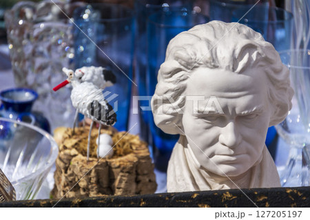 Old vintage things on the street flea market on Place du Jeu de Balle, Marolles district of Brussels, Belgium Old vintage things on the street flea market on Place du Jeu de Balle, Marolles district of Brussels, Belgium 127205197