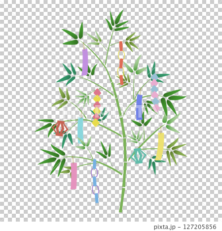 七夕裝飾品和竹子裝飾品的向量插圖 七夕裝飾品和竹子裝飾品的向量插圖 127205856
