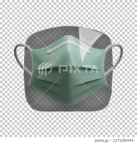 3d medical face mask and transparent shield isolated on transparent background 3d medical face mask and transparent shield isolated on transparent background 127206444