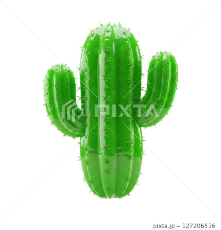 Shiny green 3d cactus plant illustration isolated on transparent background 127206516