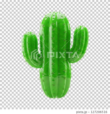 Shiny green 3d cactus plant illustration isolated on transparent background 127206516