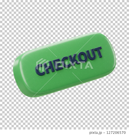 3d glossy green checkout button for online shopping and e commerce isolated on transparent background 127206570