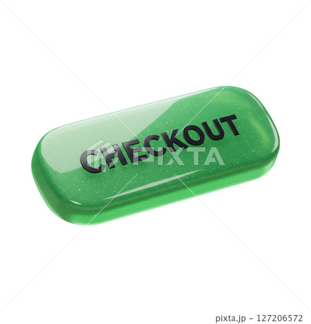 Green glossy 3d checkout button for online shopping isolated on transparent background 127206572