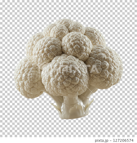 Detailed 3d model of a fresh white cauliflower vegetable isolated on transparent background 127206574