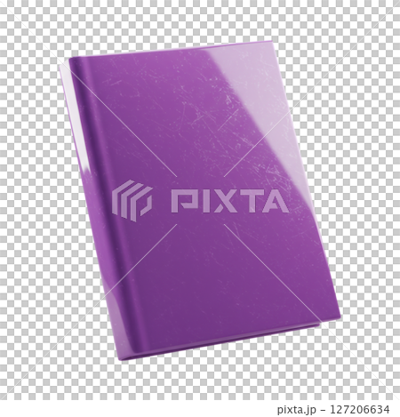 3d purple glossy book or journal isolated on transparent background for education concept 127206634